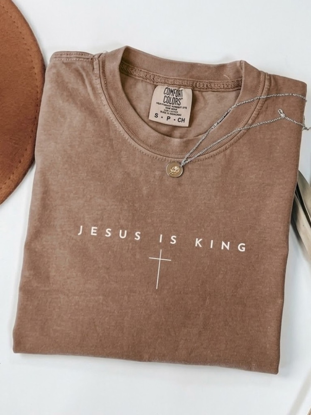 Comfort Colors Jesus Is King Short Sleeve Graphic Tee Minimalist Christian Tee